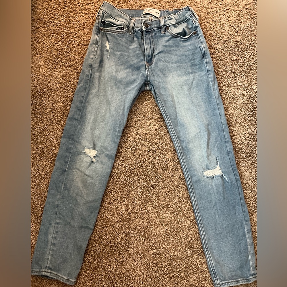 Abercrombie Kids Super Skinny Distressed Jeans 13/14 - Picture 2 of 7